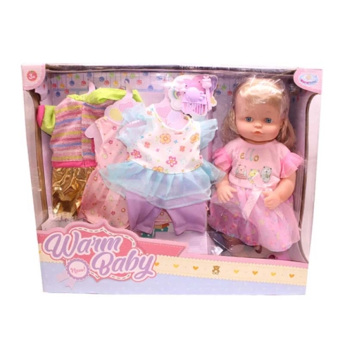 عروسک دخترانه وارم بیبی  با ست لباس Warm Baby کد RT050811