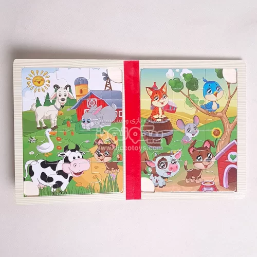 پازل کتابی چوبی مدل حیوانات مزرعه کد XLE-908