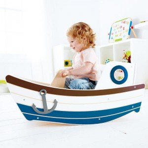 راکر چوبی کودک طرح قایق high seas rocker hape 0102