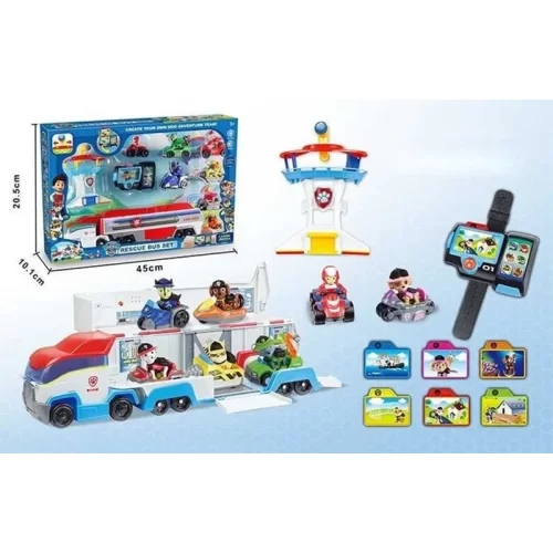 فیگور سگ های نگهبان پاوپاترول با برج مراقبت و اتوبوس Paw Patrol کد 7120