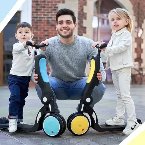 سه چرخه و اسکوتر کودک 4 در 1 رنگ زرد کد DGN52