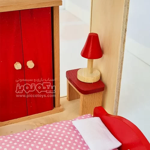 اسباب بازی چوبی ست وسایل خانه عروسکی مدل اتاق خواب کد 4266603