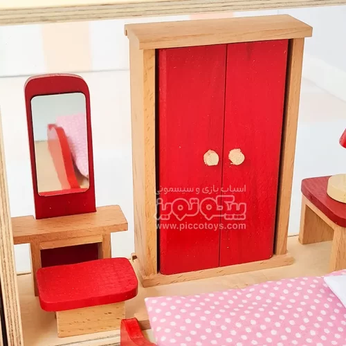 اسباب بازی چوبی ست وسایل خانه عروسکی مدل اتاق خواب کد 4266603