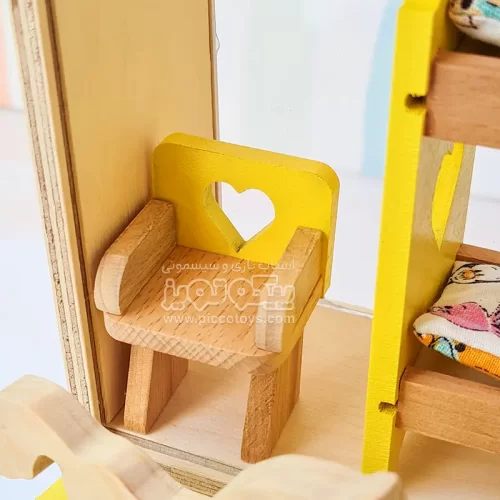 اسباب بازی چوبی ست وسایل خانه عروسکی مدل اتاق خواب کودک کد 4266601