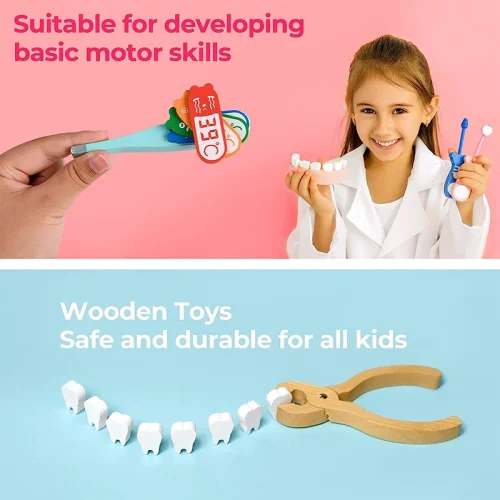 اسباب بازی دندانپزشکی چوبی با لباس سفید بدون عروسک کد P/3900475/D