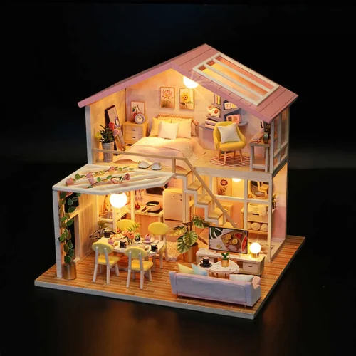 کیت خانه سازی چوبی مینیاتوری مدل خانه دوبلکس کد M2001