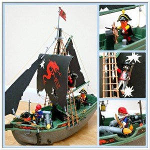 کشتی بزرگ دزدان دریایی پلی موبيل مدل pirates ship with rc under water motor 5238