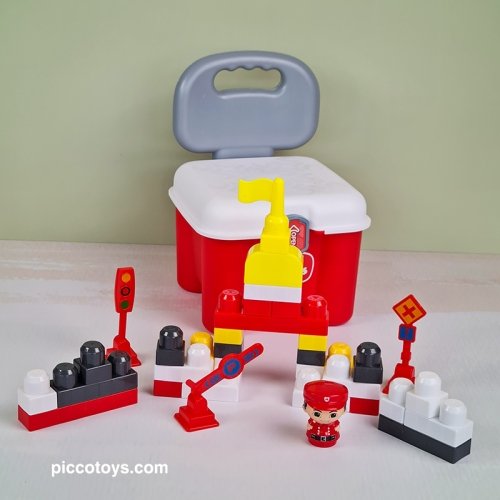 آجره اسباب بازی 32  تکه مدل آتش نشانی قرمز کد 661181