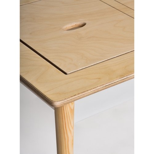 میز کودک چوبی با دو باکس بزرگ سفید مدل P/5556/C