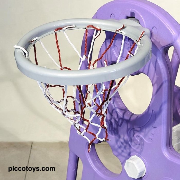 تاب و سرسره کودک هپی بنفش با حلقه بسکتبال مدل P/PS5146/BN