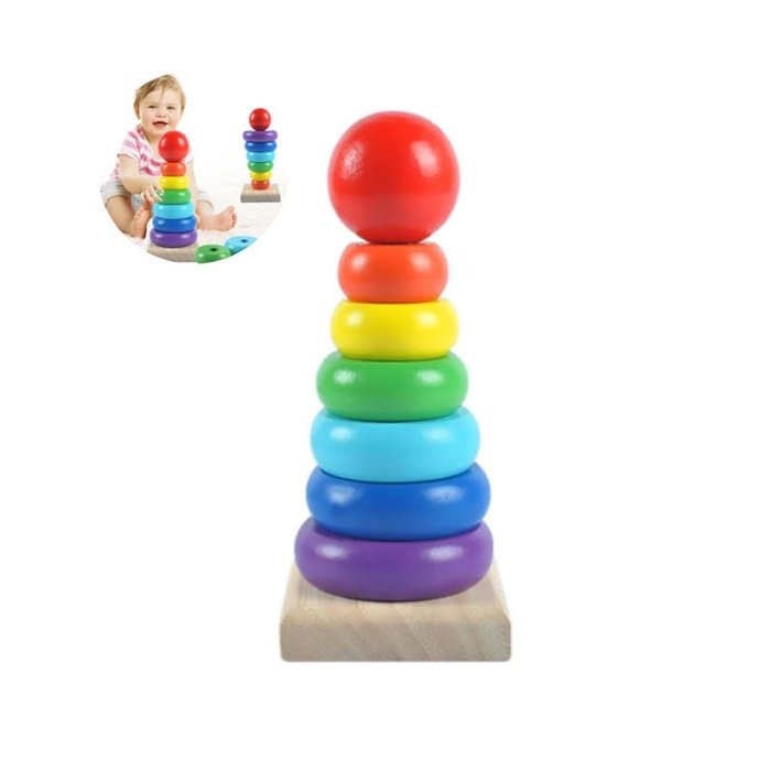 اسباب بازی برج هوش چوبی رنگین کمانی کد 5557763