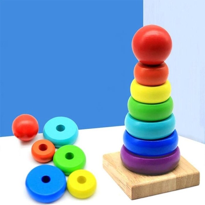 اسباب بازی برج هوش چوبی رنگین کمانی کد 5557763
