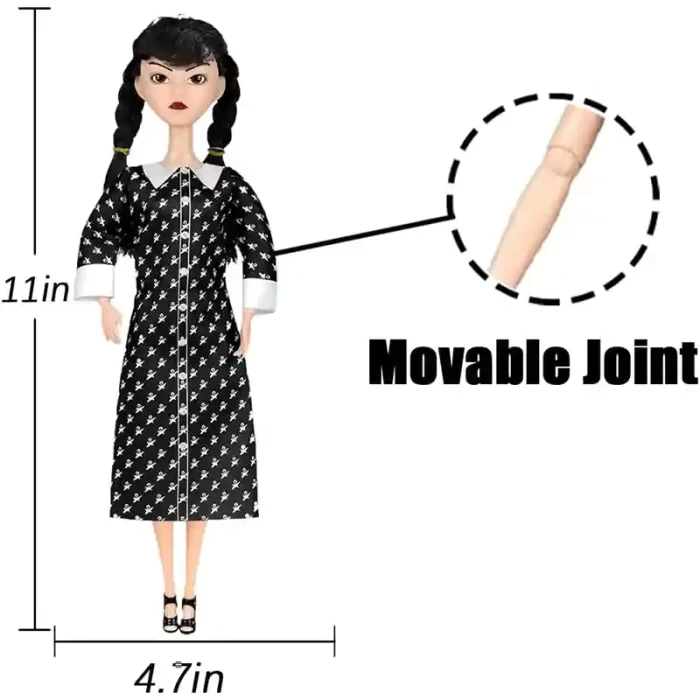 عروسک دخترانه ونزدی Wednesday با لباس مشکی کد XY001B