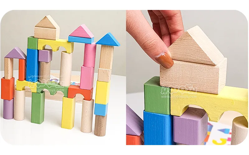 30-piece house-building wooden block brain game