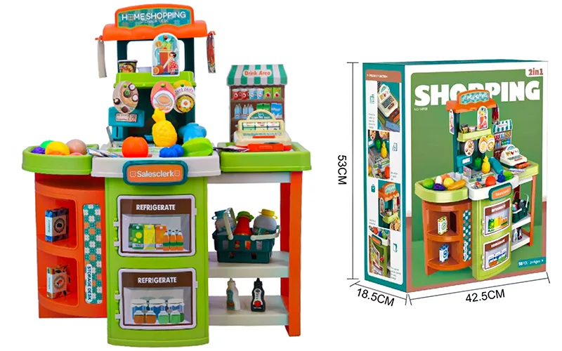 58-piece supermarket toy with shopping cart