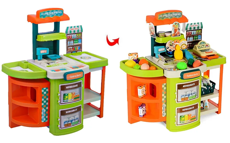 58-piece supermarket toy with shopping cart