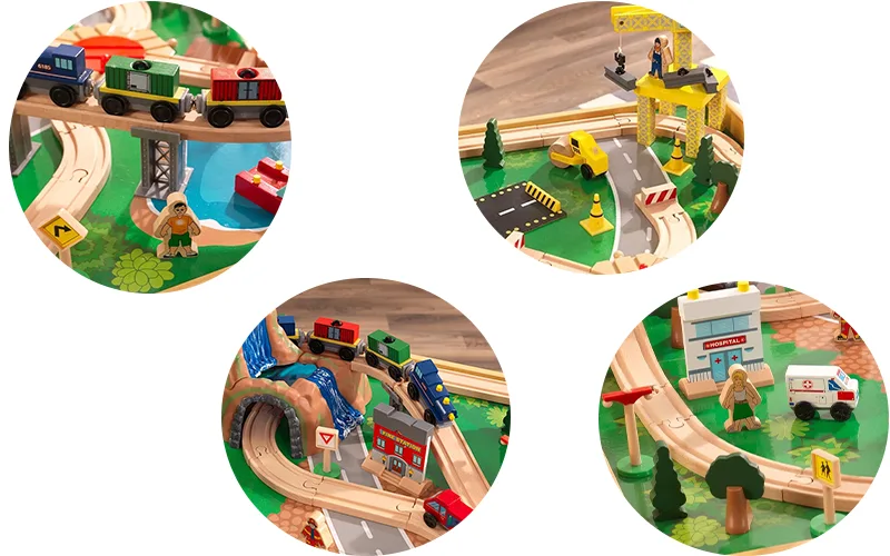 Kidkraft wooden game table model Adventure Town Railways