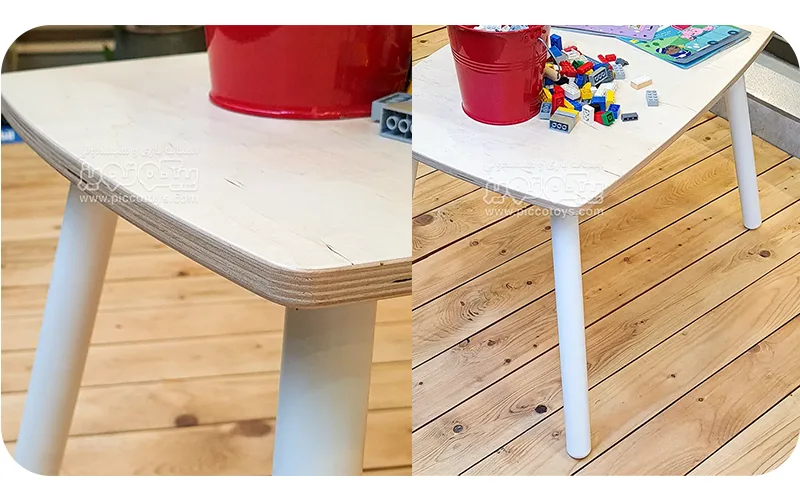 Children's wooden table with white base