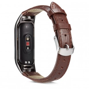 بند چرمی میبند مدل Crocodile Leather مناسب برای Mi Band 5 / Mi Band 6