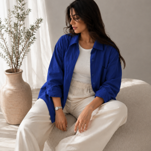 شومیز آبی کاربنی کد 2894