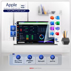 لپ تاپ 15.3 اینچی اپل مدل MacBook Air MC9L4 2024-M3-24GB RAM-512GB SSD
