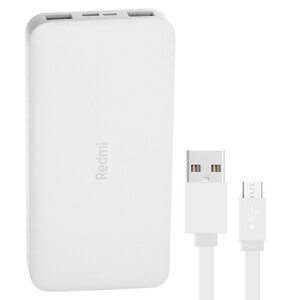 شارژر همراه شیائومی مدل Redmi ظرفیت 10000 میلی آمپر ساعت به همراه کابل تبدیل microUSB - نسخه گلوبال