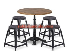 ست چهارپایه و میز فلزی رویه چوبLIL