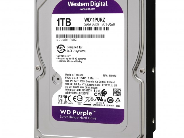 حافظه Western Digital 1TB WD Purple  HDD - SATA 6 Gb/s, 64 MB Cache, 3.5 با ظرفیت 1 ترابایت
