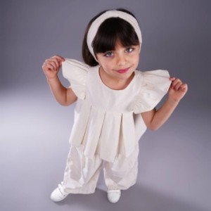 ست دخترانه لینن پیلی دار