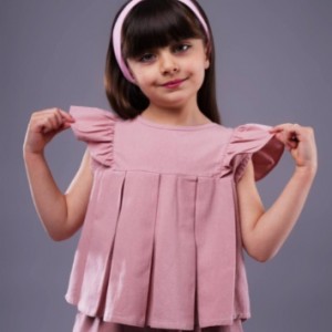 ست دخترانه لینن پیلی دار