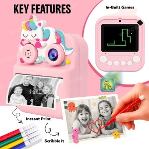 دوربین چاپ فوری کودک مدل Children’s Printing Camera با پرینتر حرارتی و بازی
