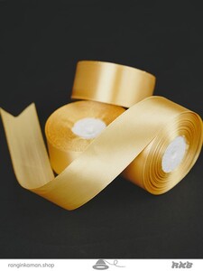 ربان ساتن پهن رنگ طلایی Wide golden satin ribbon
