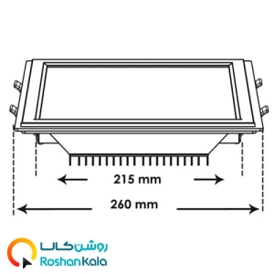 چراغ توکار گلاریس42 وات مربعی پارس شعاع توس
