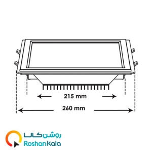 چراغ توکار گلاریس 30 وات مربعی پارس شعاع توس