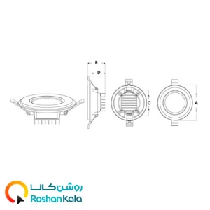 چراغ توکار گلاریس ۳۰ وات دایره ای پارس شعاع توس