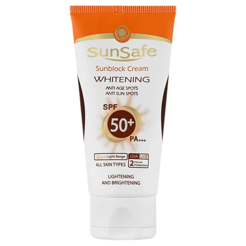 کرم ضدآفتاب و روشن کننده (SPF 50) بژ روشن سان سیف
