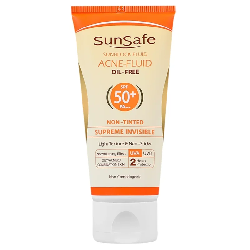 فلوئید ضدآفتاب فاقد چربی پوست چرب و جوش دار فاقد رنگ سان سیف (SPF50)
