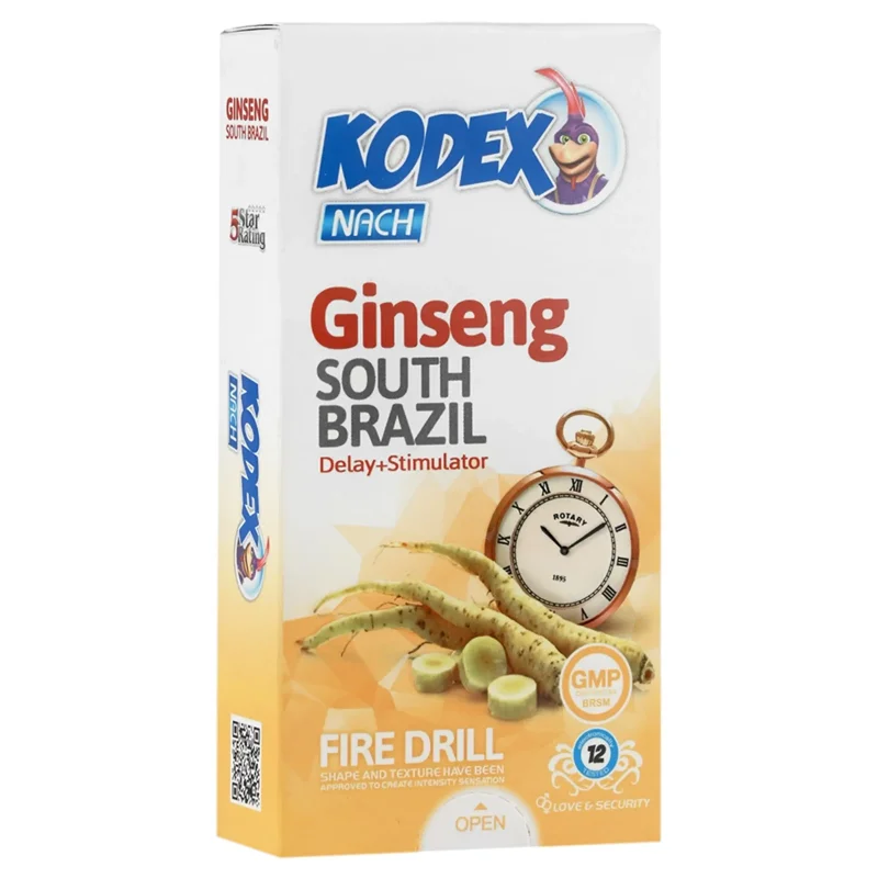 کاندوم تاخیری 12 عددی کدکس (مدل Ginseng South Brazil)
