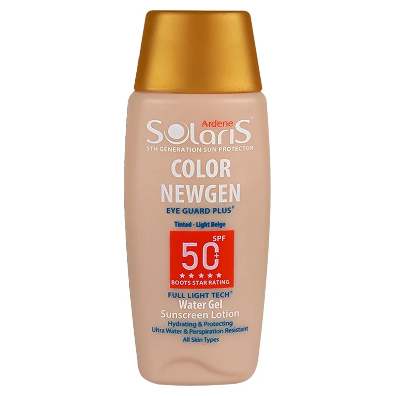 لوسیون آبی ضد آفتاب رنگی فاقد چربی انواع پوست آردن سولاریس (SPF50)