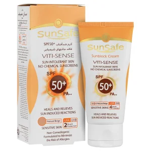 کرم ضدآفتاب کرم پودری (SPF 50) بژ طبیعی سان سیف