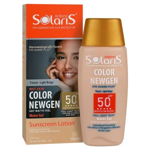 لوسیون آبی ضد آفتاب رنگی فاقد چربی انواع پوست آردن سولاریس (SPF50)