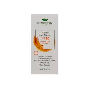 کرم ضد آفتاب رنگی فاقد چربی پوست چرب و جوشدار کاسمکولوژی (SPF 50)