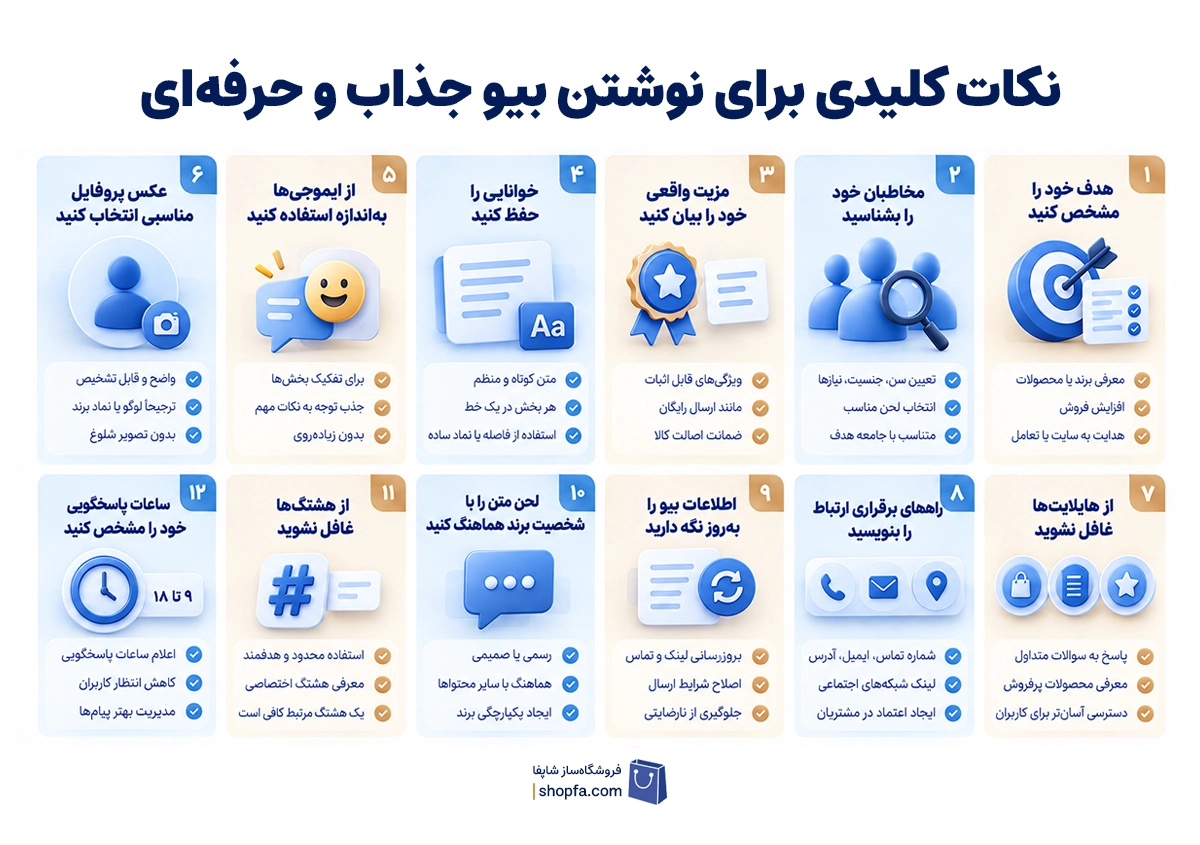 نکات کلیدی برای نوشتن یک بیو جذاب و حرفه‌ای