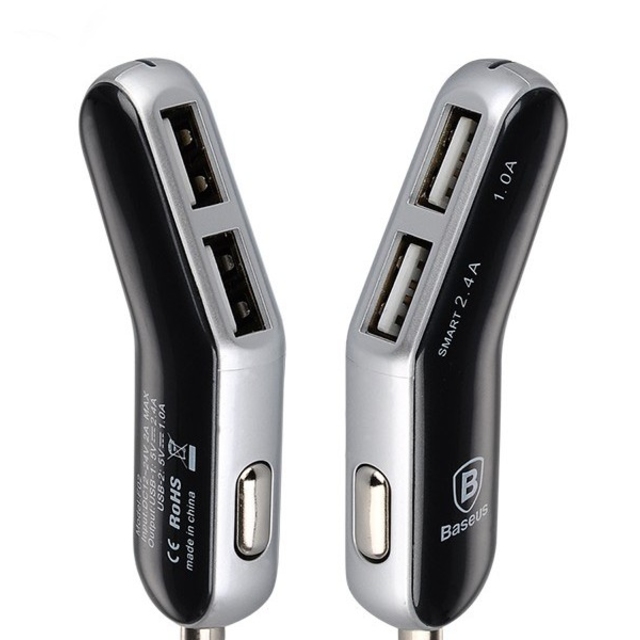 شارژر فندکی دو پورت بیسوس Baseus Smart-thin Series Fashion Tiny Car Charger 3.4A