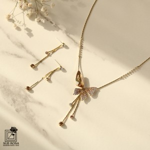 نیم ست سواروسکی المنتس طرح پروانه 13258