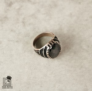 انگشتر نقره 925 مردانه نگین مشکی  FREE SIZE-14378