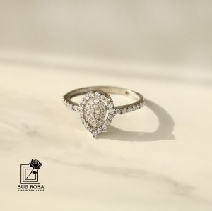 انگشتر نقره 925 زنانه نگین اشکی 14766-FREE SIZE