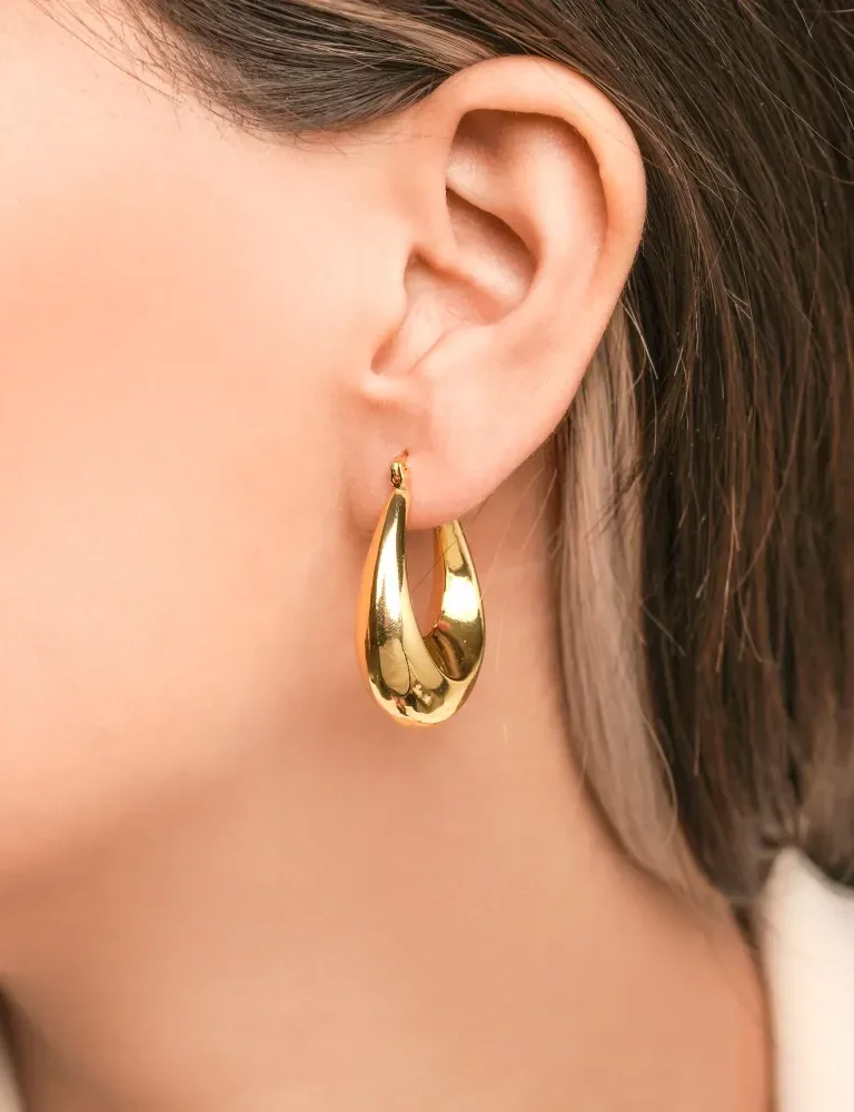 گوشواره رادیوم حلقه ای طلایی کد Ea021
