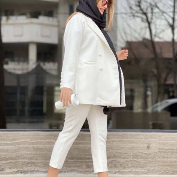 کت کرپ سفید زنانه کد 220