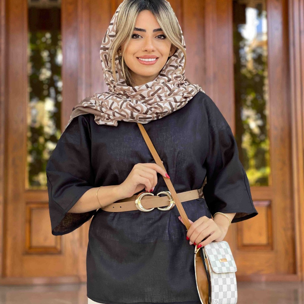 شومیز جلو بسته کوتاه مشکی زنانه کد MORFI
